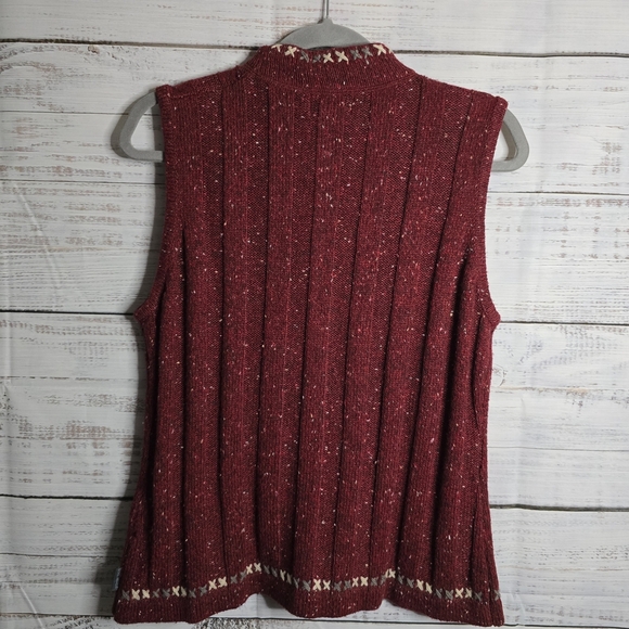 Woolrich Vintage Ruby Heather Wool Blend Knit Full Zip Sweater Vest Medium - Picture 2 of 4